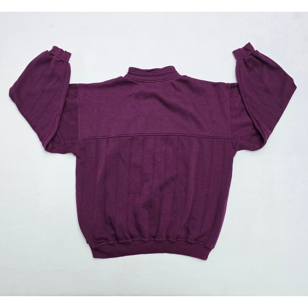 Vintage Todays News Purple Mock Neck Button Pullover Sweatshirt Mens Large - Picture 2 of 11